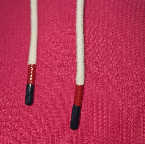 Tommy Hilfiger Sport Hot Pink Waffle Knit Hoodie XL Logo Flag Pullover Preppy - Picture 4 of 8